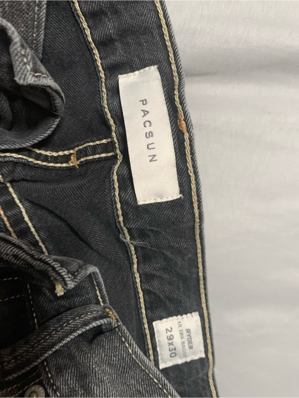 PacSun Men's Slim Black Jeans with Contrast Stitching